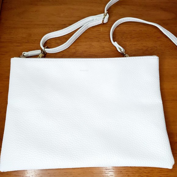 Remi/Reid | Faux White Leather 10" Crossbody Purse NEW - Picture 3 of 10